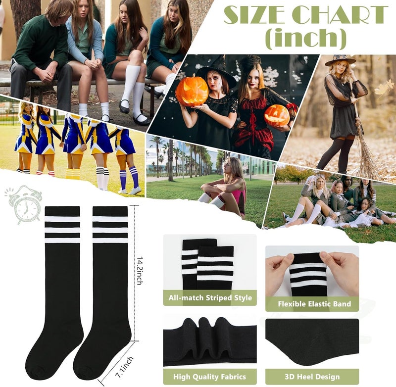 Zando Striped Knee High Socks for Women Athletic Running Long Tube Socks Casual Knee High Stockings - Image 2